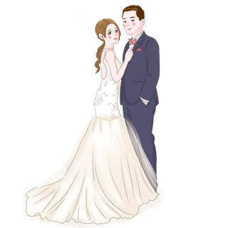 婚纱卡通人物婚礼白纱结婚婚纱摄影手绘