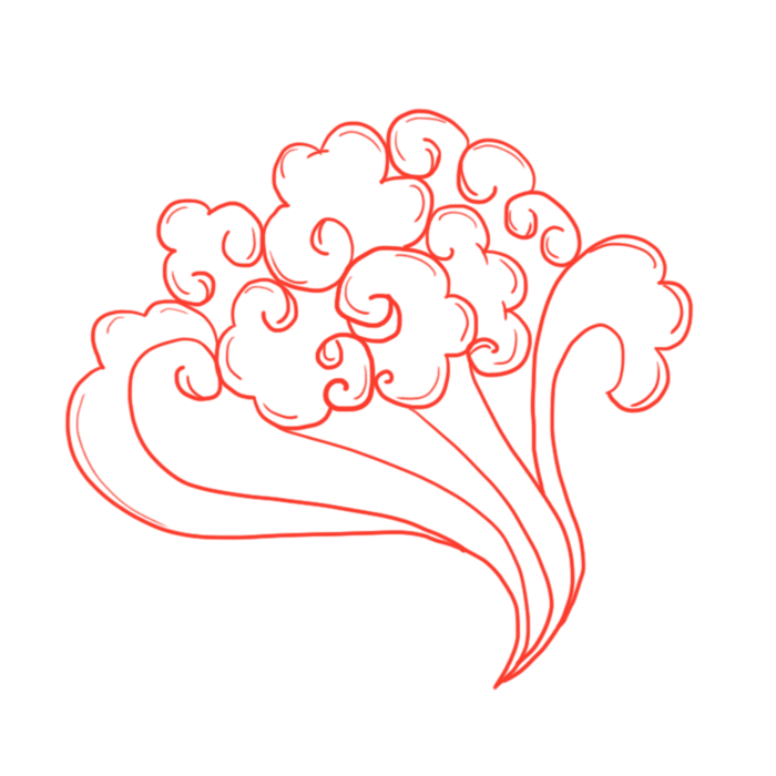 红色喜庆线条祥云免扣png透明素材1