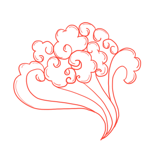 红色喜庆线条祥云免扣png透明素材1