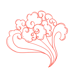 红色喜庆线条祥云免扣png透明素材1