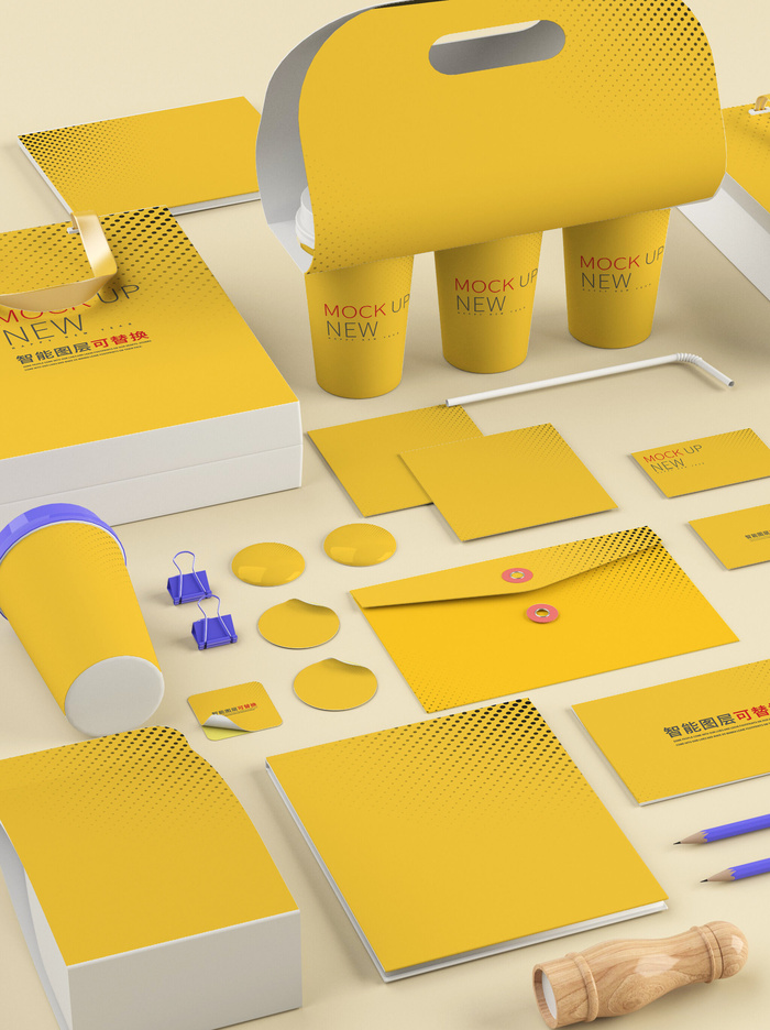 VI样机咖啡贴图包装logo样机psd模版下载