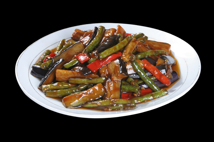 茄子烧豆角 12元