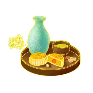 月饼常菊花茶中秋节