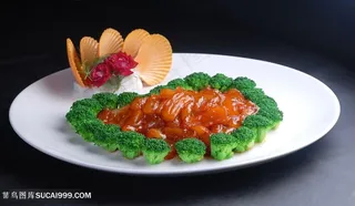 兰花葱烧鹿筋中华美食摄影图