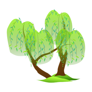 春天绿色春季水墨柳树柳条柳叶春季海报设计PNG免扣素材