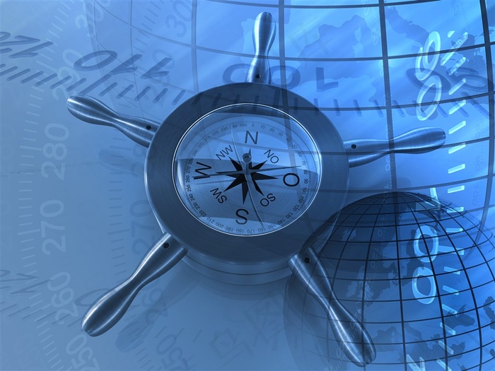 蓝色商务轮船方向盘背景高清图