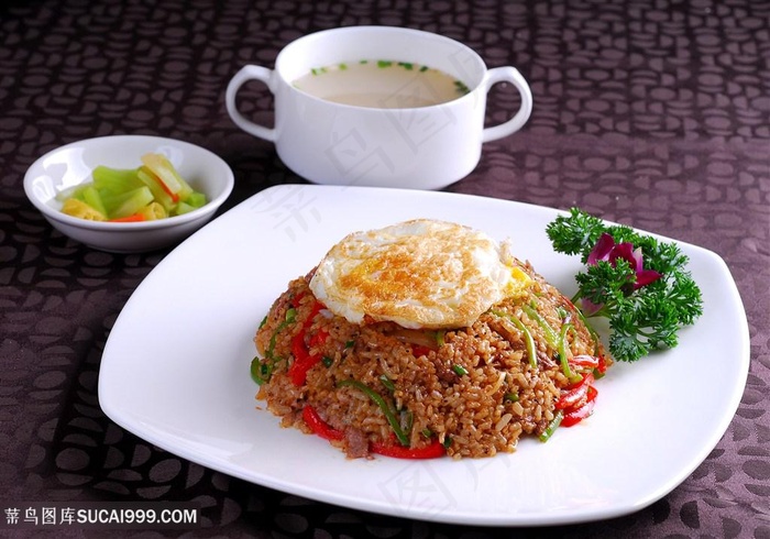 中华美食炒饭类黑椒牛柳茶饭实拍摄影图中华美食