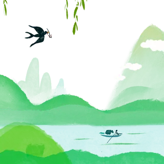 清明元素古风中式清明节山水画中国风