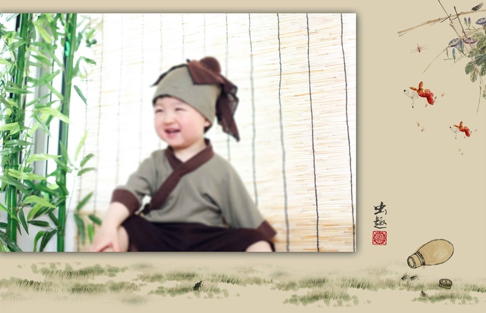 儿童工笔画PSD模板童趣-009psd模版下载