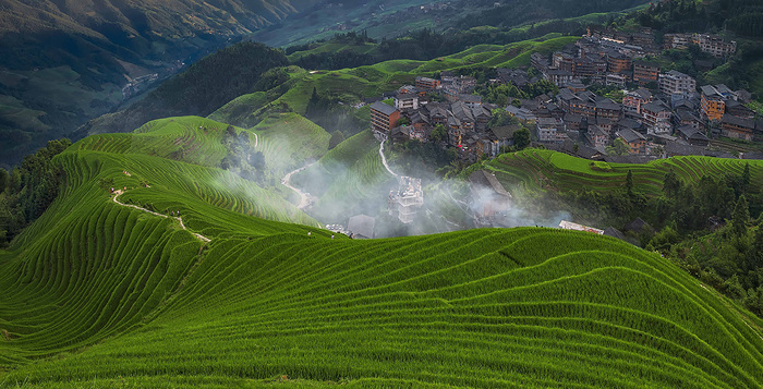 风景画 绿色 绿地 草地 丘陵 山脉