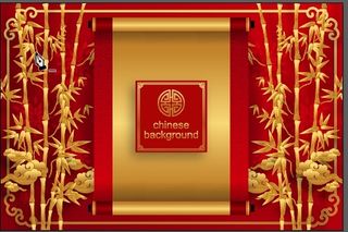设计新年竹子金色背景