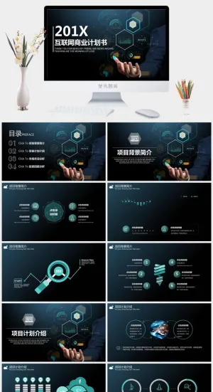 简约动态商务高端大气商业计划书公司企业融资项目策规划PPT模板预览图
