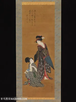 喜多川歌磨作品复古日式美女装饰画