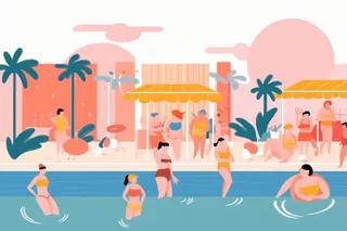 清爽泳衣人物扁平简约背景