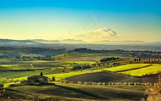 蓝色天空下的草原风光高清图片