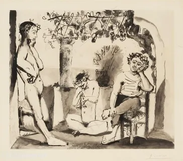 毕加索水彩水墨时尚人物插画