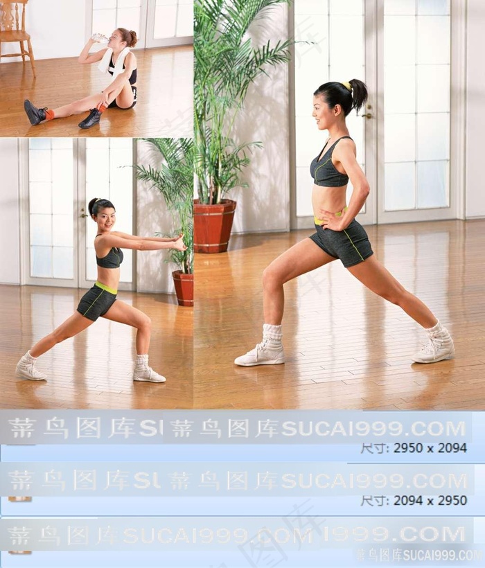 室内健身的清纯美女素材