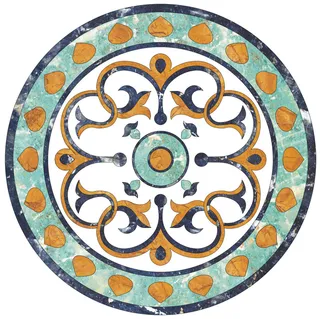 复古中式国潮风敦煌花纹装饰图案花卉藻井肌理圆形边框PSD素材