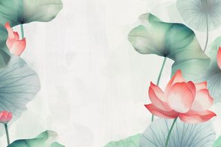 青色国风简约淡雅荷花背景