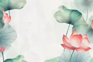 青色国风简约淡雅荷花背景