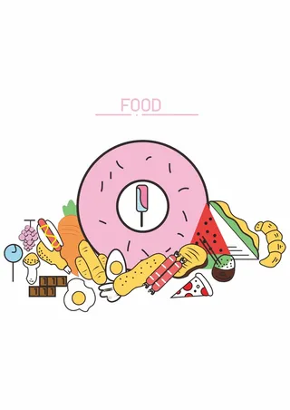 零食下午茶 甜甜圈 热狗 巧克力面包