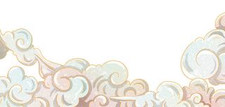 中国风国潮祥云插画手绘云彩图案海报云层装饰背景PSD设计素材