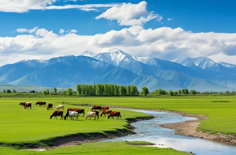 一群牛在郁郁葱葱的绿色田野上吃草非常美丽的风景摄影图 一群牛在郁郁葱葱的绿色田野上吃草非常美丽的风景摄影图