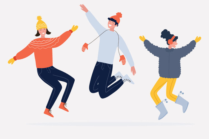 冬天服饰服装冬装穿冬装保暖冬季卡通人物男女装Ai矢量图片素材