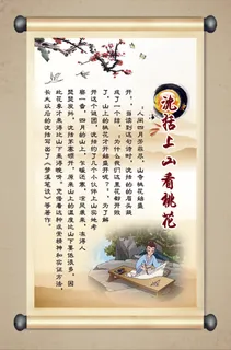 校园文化墙沈括上山看桃花
