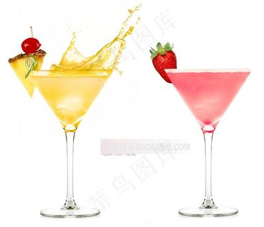 彩色的鸡尾酒草莓樱桃素材