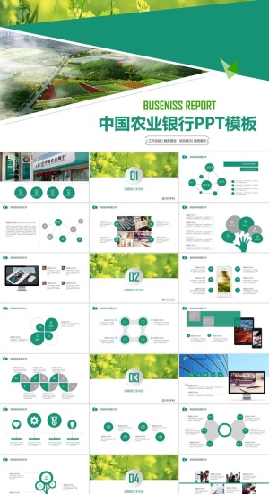 中国农业银行工作汇报总结PPT模板ppt模版预览图