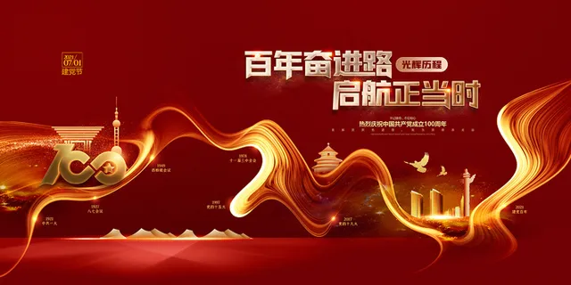 建党100周年红色党建海报