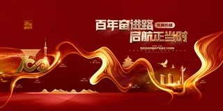 建党100周年红色党建海报