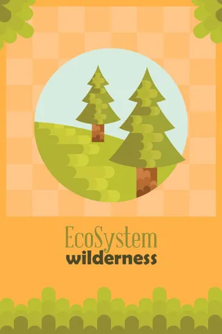 自然风景动物植物扁平矢量插画