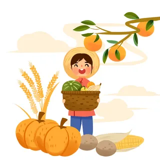 金色秋天瓜果收获季素材