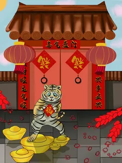 虎年中国风萌虎插画 虎年中国风萌虎插画