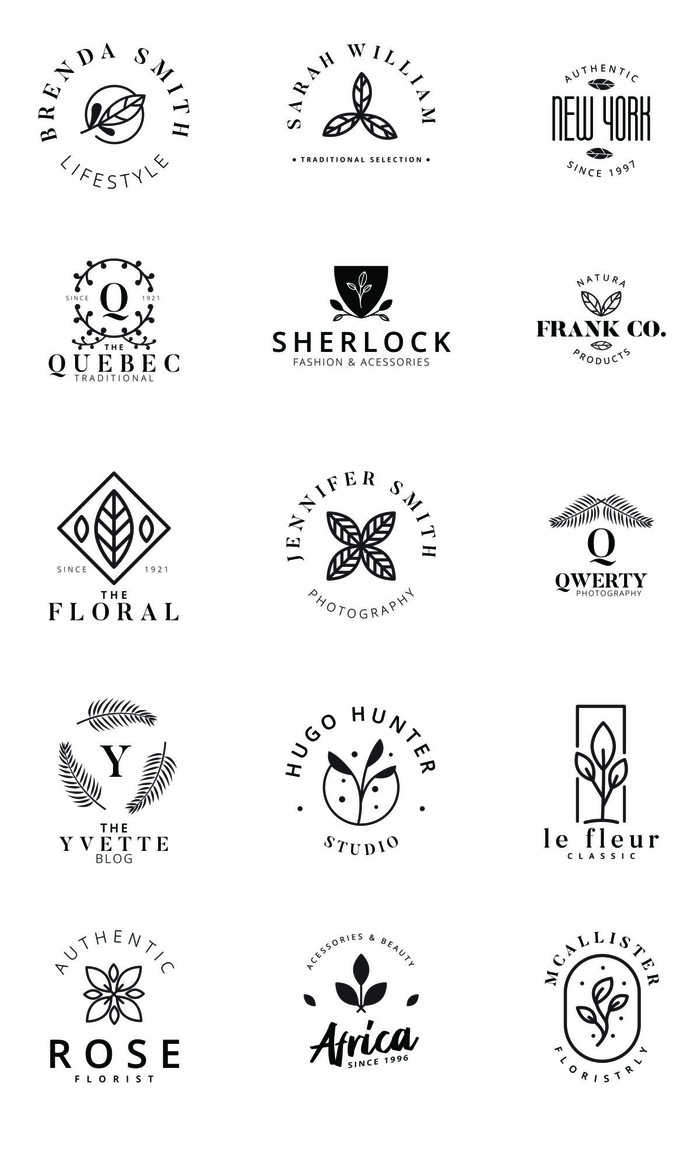 手绘黑白通用标志logo素材