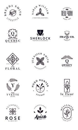 手绘黑白通用标志logo素材