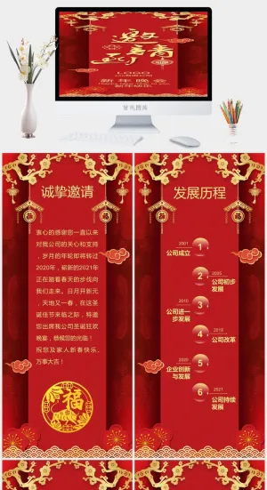 企业年会颁奖典礼ppt模板优秀员工表彰新年晚会ppt模版预览图