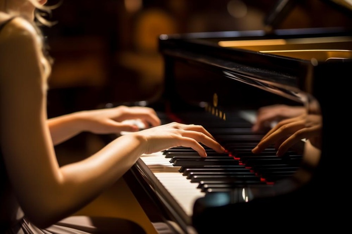弹奏钢琴乐器场景摄影背景
