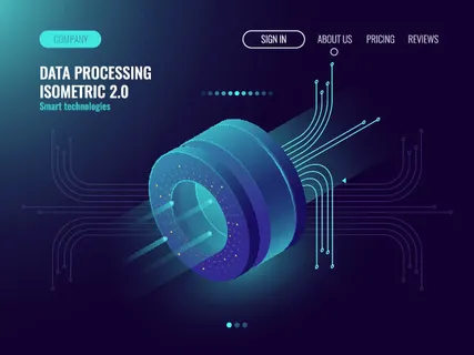 蓝色2.5D 互联网概念场景矢量素材