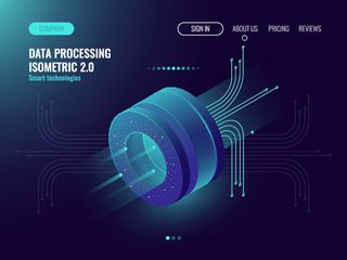 蓝色2.5D 互联网概念场景矢量素材