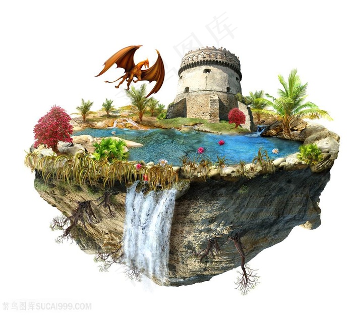 创意悬浮景色高清图片