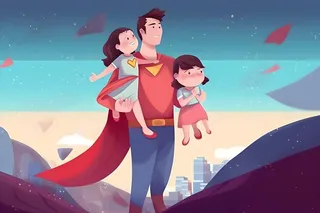 超人爸爸和孩子背景