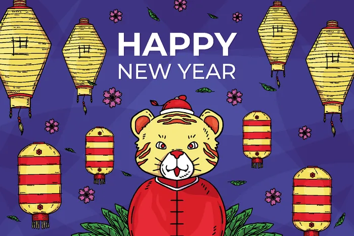 新年虎年老虎插画ai矢量模版下载