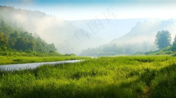 湖畔草地树林美景图片 湖畔草地树林美景图片
