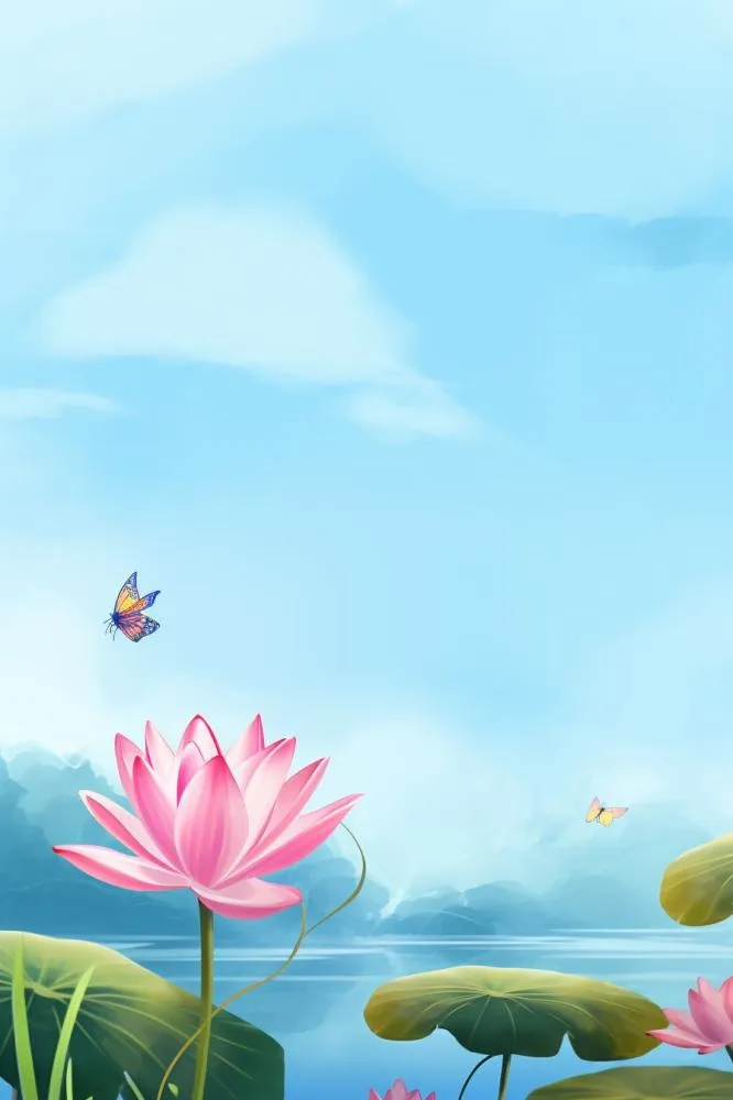 中国风清新荷花简约背景(896x1344)