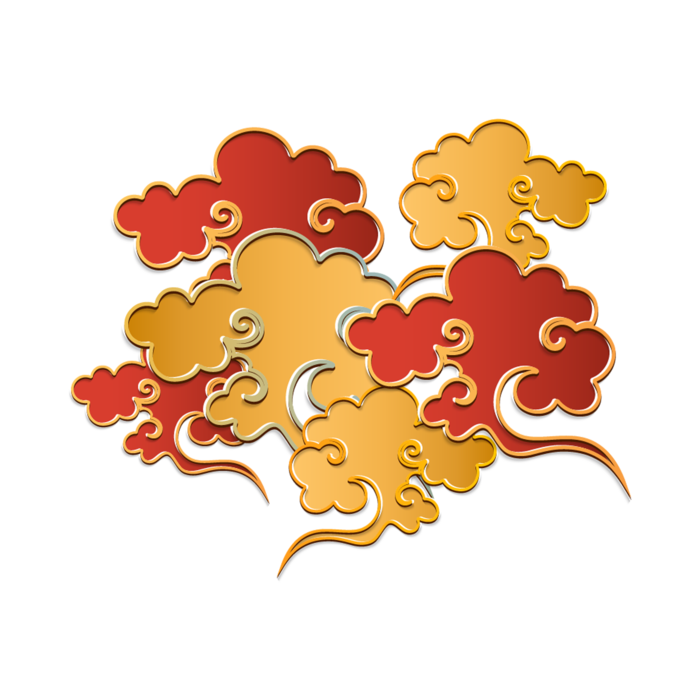 大气中国风祥云国潮风金边立体云朵剪纸创意装饰元素PNG免抠素材