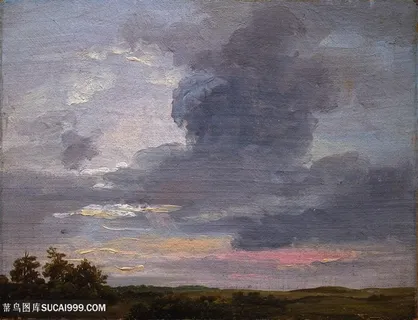 约翰・克里斯蒂安・达尔-平原上的云彩研究油画图片