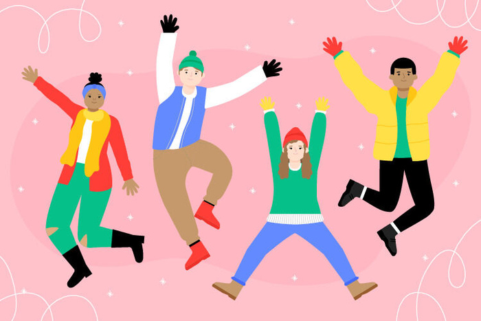 冬天服饰服装冬装穿冬装保暖冬季卡通人物男女装Ai矢量图片素材